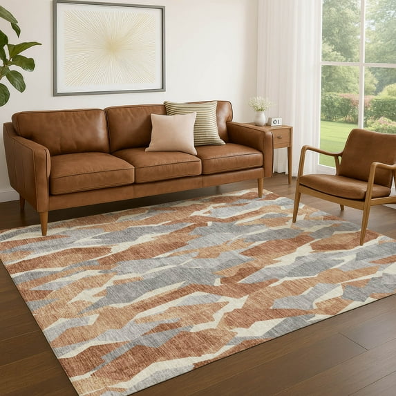 Addison Rugs Chantille Indoor/Outdoor Transitional Stripes Paprika Machine Washable Rectangle Rug, 10' x 14'