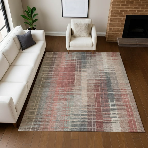 Addison Rugs Chantille Indoor/Outdoor Transitional Stripes Paprika Machine Washable Rectangle Rug, 10' x 14'