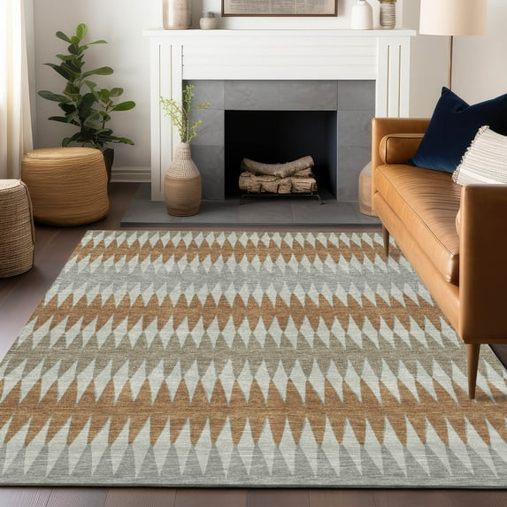 Addison Rugs Chantille Indoor/Outdoor Transitional Stripes Paprika Washable Rectangle Rug, 2'6" x 3'10"