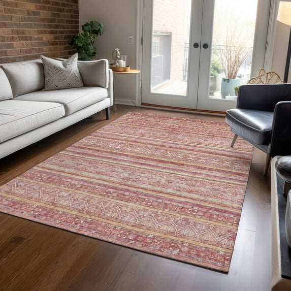 Addison Rugs Chantille Indoor/Outdoor Transitional Stripes Paprika Washable Rectangle Rug, 2'6" x 3'10"