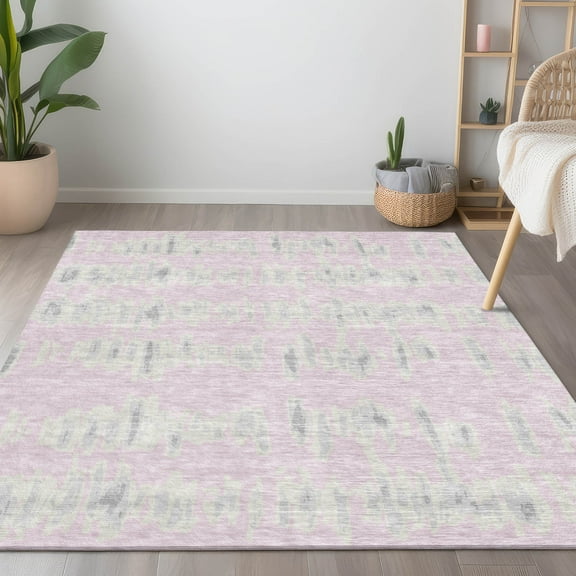 Addison Rugs Chantille Indoor/Outdoor Transitional Stripes Pink Washable Rectangle Rug, 2'6" x 3'10"