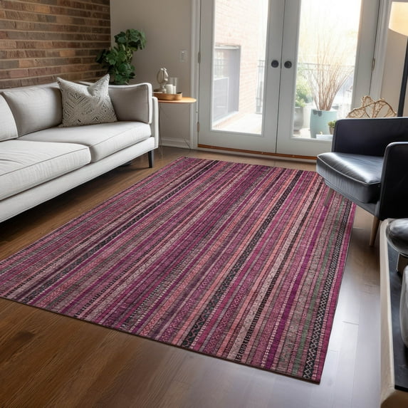 Addison Rugs Chantille Indoor/Outdoor Transitional Stripes Pink Washable Rectangle Rug, 2'6" x 3'10"