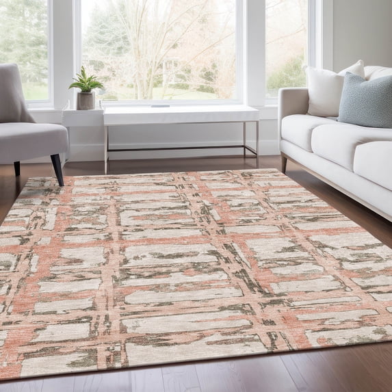 Addison Rugs Chantille Indoor/Outdoor Transitional Stripes Pink Washable Rectangle Rug, 3' x 5'