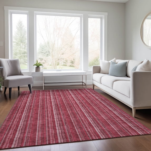 Addison Rugs Chantille Indoor/Outdoor Transitional Stripes Pink Washable Rectangle Rug, 8' x 10'