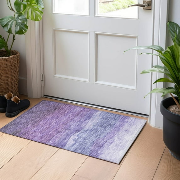 Addison Rugs Chantille Indoor/Outdoor Transitional Stripes Purple Washable Rectangle Rug, 1'8" x 2'6"