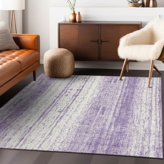 Addison Rugs Chantille Indoor/Outdoor Transitional Stripes Purple Washable Rectangle Rug, 5' x 7'6"
