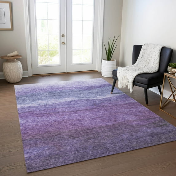 Addison Rugs Chantille Indoor/Outdoor Transitional Stripes Purple Washable Rectangle Rug, 9' x 12'