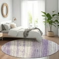 thumbnail image 1 of Addison Rugs Chantille Indoor/Outdoor Transitional Stripes Purple Washable Round Rug, 8' x 8', 1 of 6