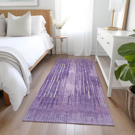 Addison Rugs Chantille Indoor/Outdoor Transitional Stripes Purple Washable Runner Rug, 2'3" x 7'6"