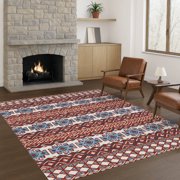 Addison Rugs Chantille Indoor/Outdoor Transitional Stripes Red Machine Washable Rectangle Rug, 3 x 5