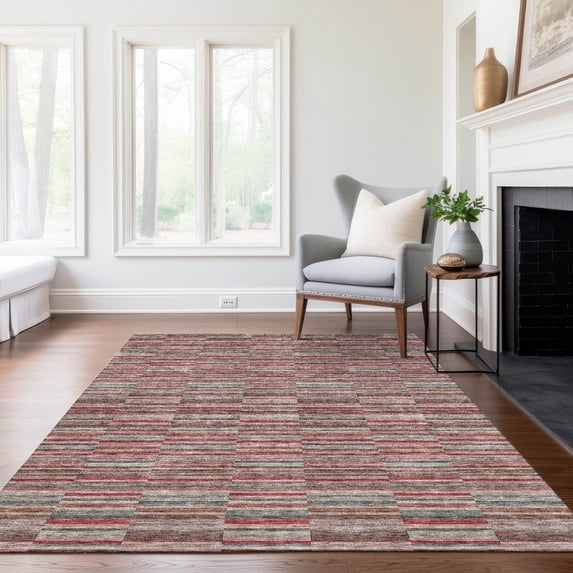 Addison Rugs Chantille Indoor/Outdoor Transitional Stripes Red Washable Rectangle Rug, 2'6" x 3'10"