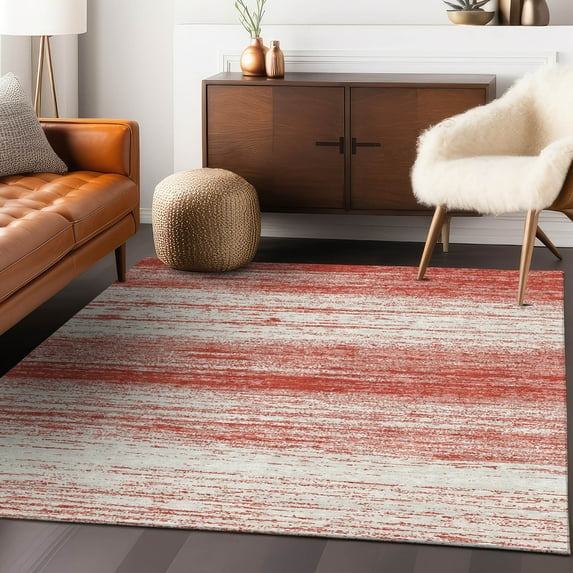 Addison Rugs Chantille Indoor/Outdoor Transitional Stripes Red Washable Rectangle Rug, 5' x 7'6"