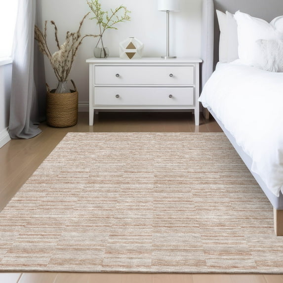 Addison Rugs Chantille Indoor/Outdoor Transitional Stripes Salmon Washable Rectangle Rug, 9' x 12'