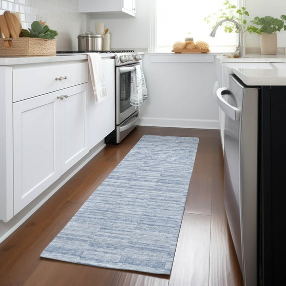 Addison Rugs Chantille Indoor/Outdoor Transitional Stripes Sky Washable Runner Rug, 2'3" x 7'6"