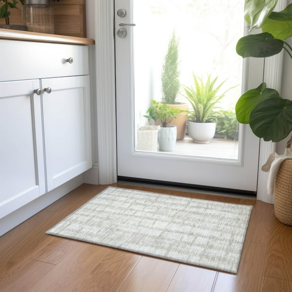 Addison Rugs Chantille Indoor/Outdoor Transitional Stripes Taupe Washable Rectangle Rug, 1'8" x 2'6"