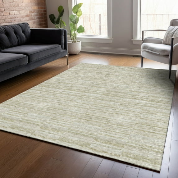 Addison Rugs Chantille Indoor/Outdoor Transitional Stripes Taupe Washable Rectangle Rug, 10' x 14'