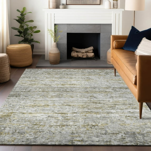 Addison Rugs Chantille Indoor/Outdoor Transitional Stripes Taupe Washable Rectangle Rug, 5' x 7'6"