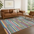 thumbnail image 1 of Addison Rugs Chantille Indoor/Outdoor Transitional Stripes Teal Machine Washable Rectangle Rug, 3' x 5', 1 of 8