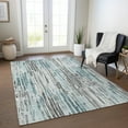 thumbnail image 1 of Addison Rugs Chantille Indoor/Outdoor Transitional Stripes Teal Washable Rectangle Rug, 9' x 12', 1 of 6