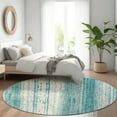 thumbnail image 1 of Addison Rugs Chantille Indoor/Outdoor Transitional Stripes Teal Washable Round Rug, 8' x 8', 1 of 6
