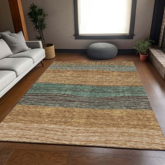 Addison Rugs Chantille Indoor/Outdoor Transitional Stripes Terracotta Washable Rectangle Rug, 5' x 7'6"
