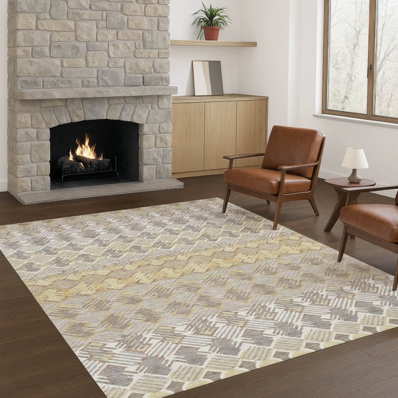 Addison Rugs Chantille Indoor/Outdoor Transitional Stripes Wheat Machine Washable Rectangle Rug, 5' x 7'6"