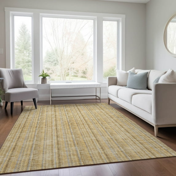 Addison Rugs Chantille Indoor/Outdoor Transitional Stripes Wheat Washable Rectangle Rug, 2'6" x 3'10"