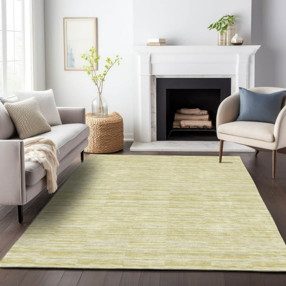 Addison Rugs Chantille Indoor/Outdoor Transitional Stripes Wheat Washable Rectangle Rug, 9' x 12'