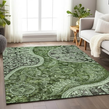 Addison Rugs Chantille Indoor/Outdoor Transitional Swirl Olive Washable Rectangle Rug, 2'6" x 3'10"