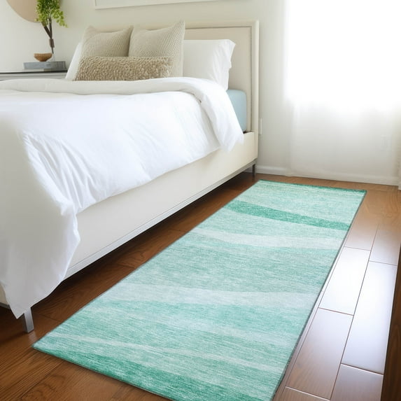Addison Rugs Chantille Indoor/Outdoor Transitional Swirls Aqua Washable Runner Rug, 2'3" x 7'6"
