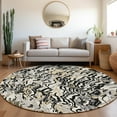 thumbnail image 1 of Addison Rugs Chantille Indoor/Outdoor Transitional Swirls Black Washable Round Rug, 8' x 8', 1 of 6