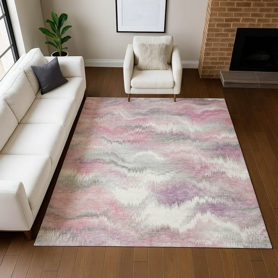 Addison Rugs Chantille Indoor/Outdoor Transitional Swirls Blush Machine Washable Rectangle Rug, 3' x 5'