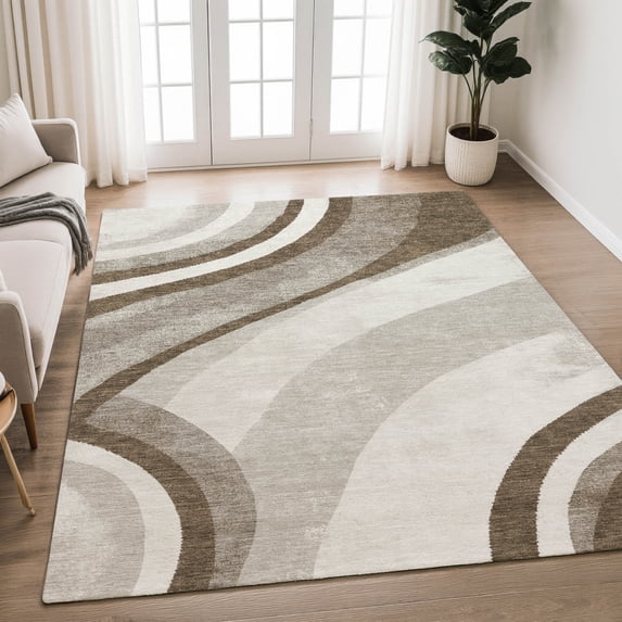 Addison Rugs Chantille Indoor/Outdoor Transitional Swirls Brown Machine Washable Rectangle Rug, 10' x 14'