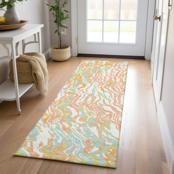 Addison Rugs Chantille Indoor/Outdoor Transitional Swirls Coral Washable Runner Rug, 2'3" x 7'6"