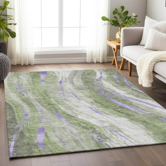 Addison Rugs Chantille Indoor/Outdoor Transitional Swirls Olive Washable Rectangle Rug, 2'6" x 3'10"