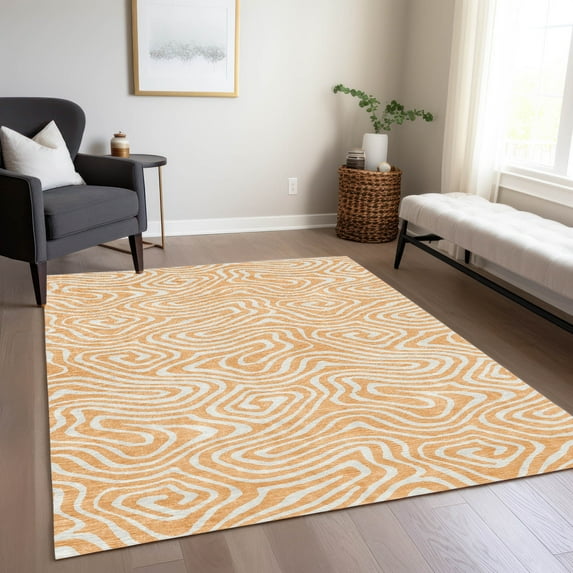 Addison Rugs Chantille Indoor/Outdoor Transitional Swirls Peach Washable Rectangle Rug, 2'6" x 3'10"