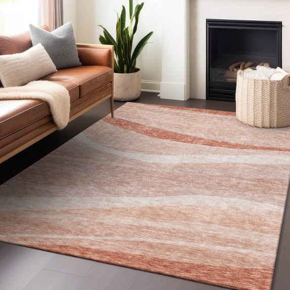 Addison Rugs Chantille Indoor/Outdoor Transitional Swirls Salmon Washable Rectangle Rug, 8' x 10'