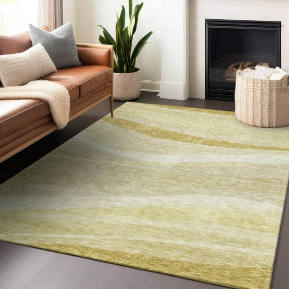 Addison Rugs Chantille Indoor/Outdoor Transitional Swirls Wheat Washable Rectangle Rug, 3' x 5'