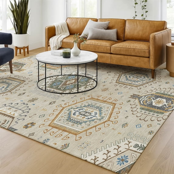 Addison Rugs Chantille Indoor/Outdoor Transitional Tribal Beige Machine Washable Rectangle Rug, 10' x 14'