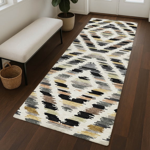 Addison Rugs Chantille Indoor/Outdoor Transitional Tribal Black Machine Washable Runner Rug, 2'3" x 7'6"