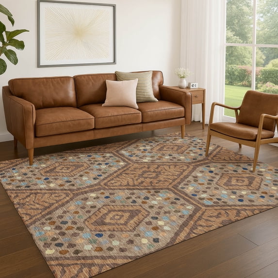 Addison Rugs Chantille Indoor/Outdoor Transitional Tribal Copper Machine Washable Rectangle Rug, 3' x 5'