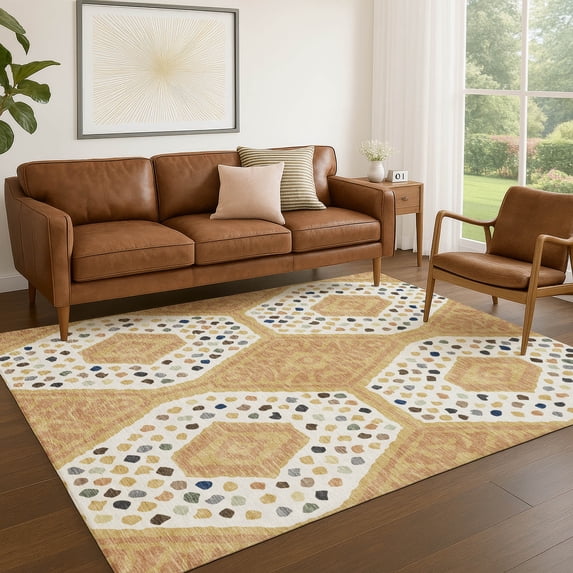 Addison Rugs Chantille Indoor/Outdoor Transitional Tribal Gold Machine Washable Rectangle Rug, 9' x 12'