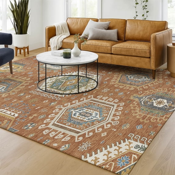 Addison Rugs Chantille Indoor/Outdoor Transitional Tribal Paprika Machine Washable Rectangle Rug, 10' x 14'