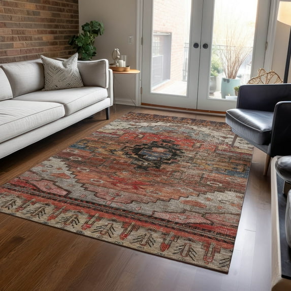 Addison Rugs Chantille Indoor/Outdoor Transitional Tribal Paprika Machine Washable Rectangle Rug, 5' x 7'6"
