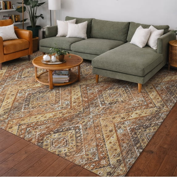 Addison Rugs Chantille Indoor/Outdoor Transitional Tribal Paprika Machine Washable Rectangle Rug, 8' x 10'
