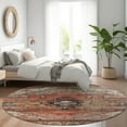 thumbnail image 1 of Addison Rugs Chantille Indoor/Outdoor Transitional Tribal Paprika Machine Washable Round Rug, 8' x 8', 1 of 7
