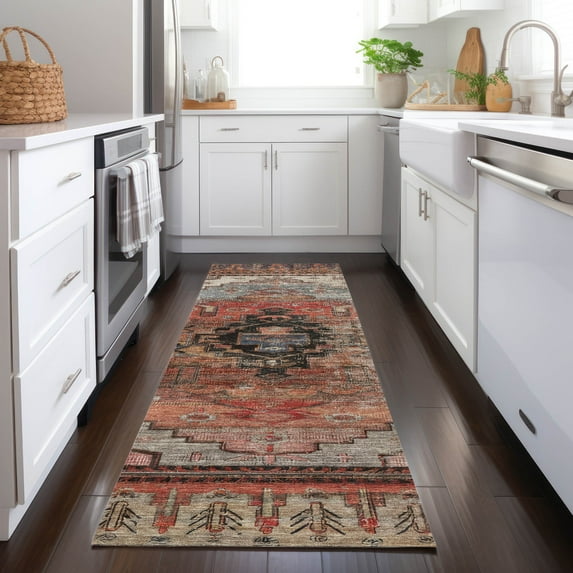 Addison Rugs Chantille Indoor/Outdoor Transitional Tribal Paprika Machine Washable Runner Rug, 2'3" x 7'6"
