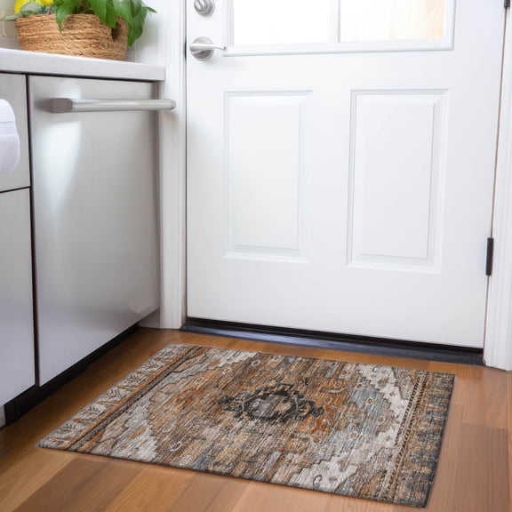 Addison Rugs Chantille Indoor/Outdoor Transitional Tribal Terracotta Machine Washable Rectangle Rug, 1'8" x 2'6"