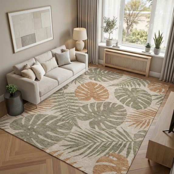 Addison Rugs Chantille Indoor/Outdoor Transitional Tropical Beige Machine Washable Rectangle Rug, 10' x 14'
