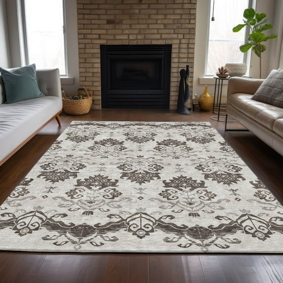Addison Rugs Chantille Indoor/Outdoor Transitional Vintage Chocolate Washable Rectangle Rug, 8' x 10'